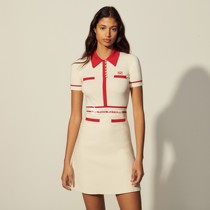 Pure Yuan~Fa S’s Pearl Button and Red Knitted Dress DR3858