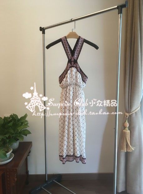 Cross belt high waist dress 200629005