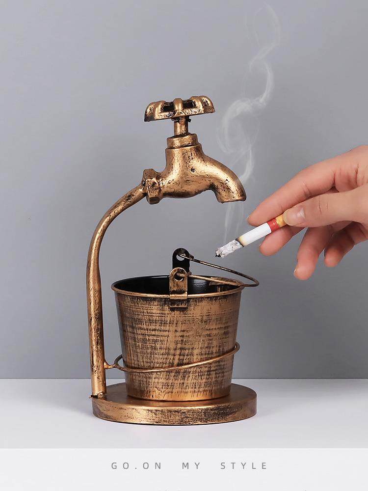 ns Creative cigarettes Ashtray Card General Formula Home Personality Trend Men's Living Room Swing Pieces Retro Windproof Anti-Fly Ash Smoke Cylinders