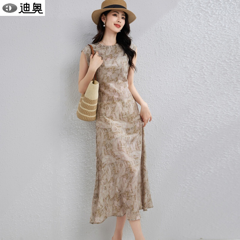Dior Silk Printed Dress for Women, Summer 2026 New Vintage Elegant Sleeveless Mulberry Silk Dress, Stylish Tank Dress Dior Silk Printed Dress for Women, Summer 2026 New Vintage Elegant Sleeveless Mulberry Silk Dress, Stylish Tank Dress