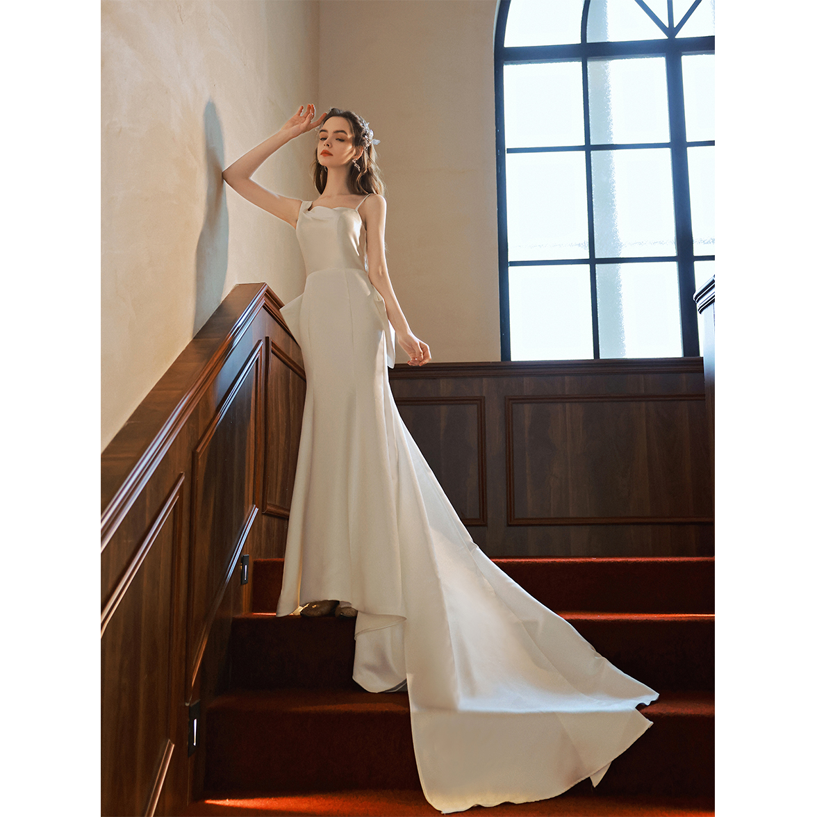 Sexy wedding dress with bow for bride, french style,  Sexy wedding dress with bow for bride, french style,