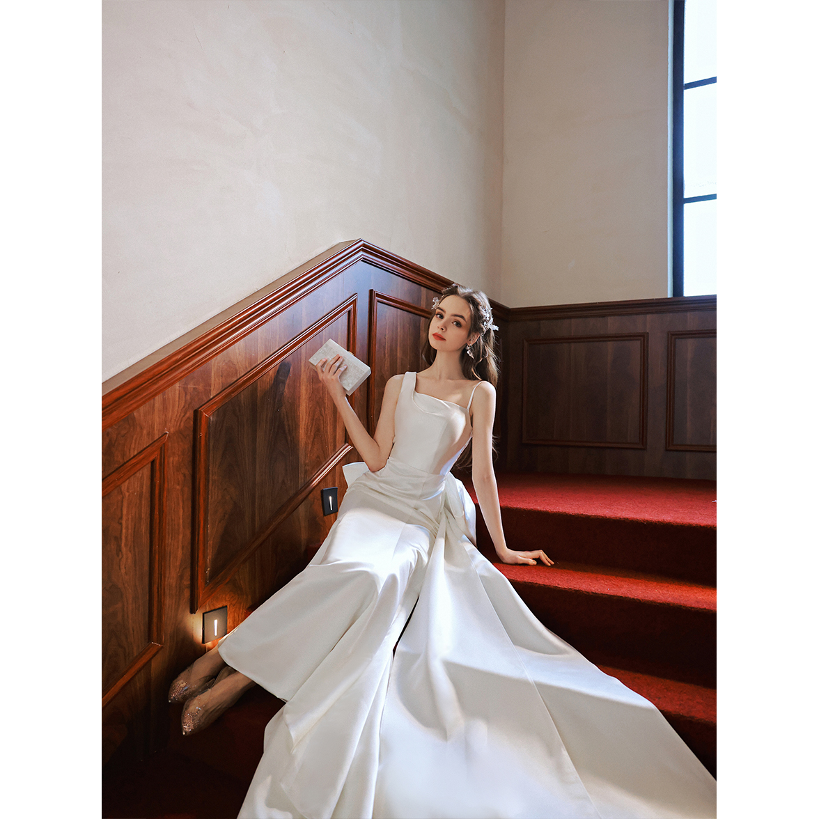 Sexy wedding dress with bow for bride, french style,  Sexy wedding dress with bow for bride, french style,
