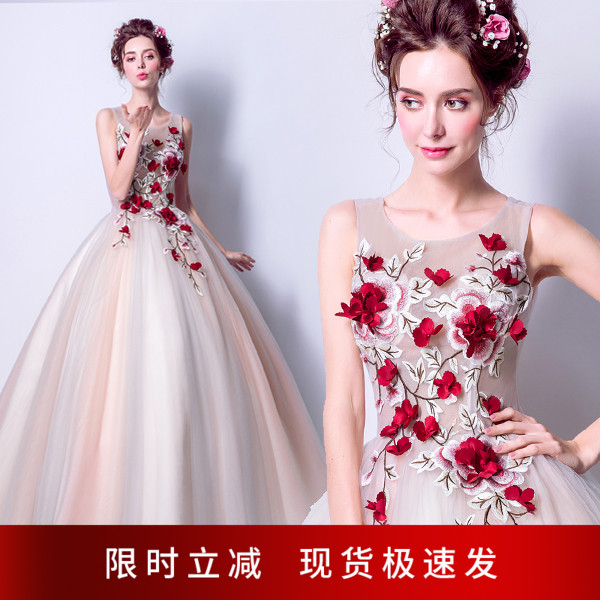 Angel Wedding Dresses Sembles Dream Light Pink Bridal Toast Feast For Wedding Dresses Evening Gown Dress 8613