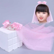 Childrens Princess Crown comb tooth crystal bow long gauze net hair flower girl cute personality hair accessories