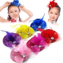 June 1 childrens event performance floral headdress top clip top hat hairclip Princess lace edge clip girl dance hair accessories