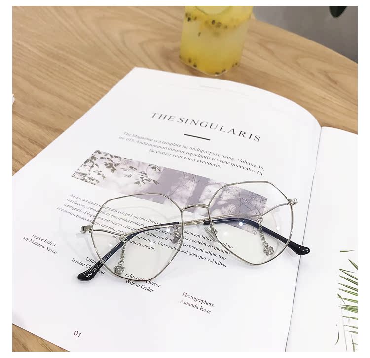 Phiên bản tiếng Hàn mới của phong cách retro retro retro ulzzang đa giác lưới phần kính đỏ phụ nữ có độ mat kinh