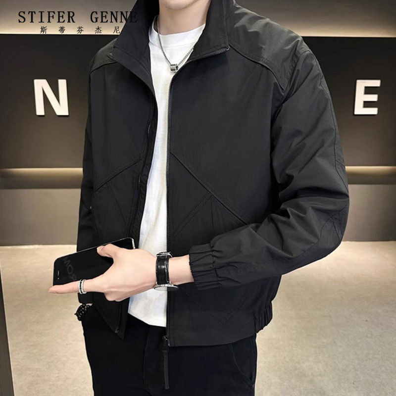 Stephen Stand-Collar Jacket for Men, Spring and Autumn Trendy Casual Loose Fit, Winter Padded and Thickened Men's Outerwear Stephen Stand-Collar Jacket for Men, Spring and Autumn Trendy Casual Loose Fit, Winter Padded and Thickened Men's Outerwear