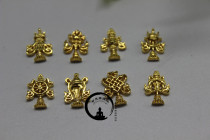 Tibetan supplies: sterling silver plated with 24k gold mini eight auspicious items manza Xiuman tea set treasure vase etc.