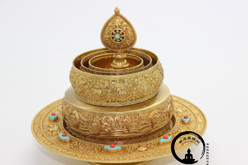 Buddhist Supplies Hui Bao Pure Bronze Man Tea Pan Manza Pan Three seventeen Piles Mantea C Small Number