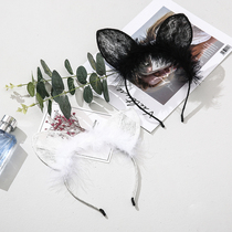 Sexy lingerie accessories love hair clips cute cat ears black white and red colors