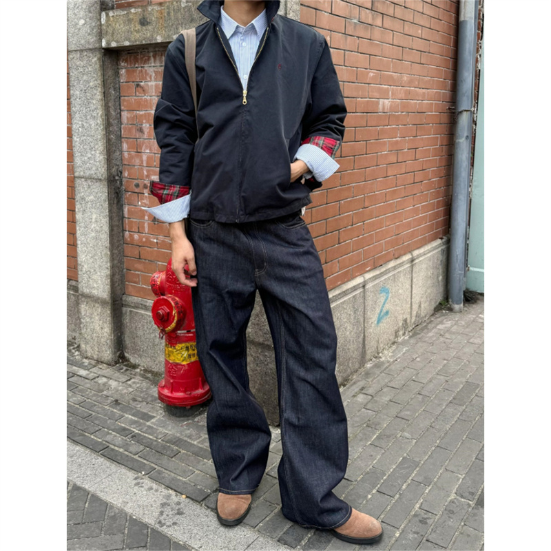 American Retro Denim Original Color Straight-Leg Jeans for Men, Trendy Street Casual Versatile Wide-Leg Raw Denim Long Pants, Fashionable American Retro Denim Original Color Straight-Leg Jeans for Men, Trendy Street Casual Versatile Wide-Leg Raw Denim Long Pants, Fashionable