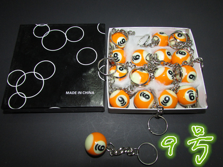 Billiards treo đồ trang trí móc chìa khóa 16 màu đen 8 luminous pha lê mini bóng key ring billiards đồ trang sức mua gậy bi a