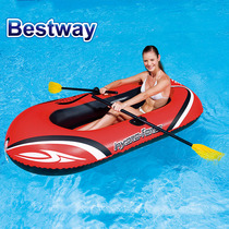 Bestwa simple bateau gonflable en caoutchouc dinghy épaissie cuir double cuir treuil en canoë avec pompe à aubes de bateau