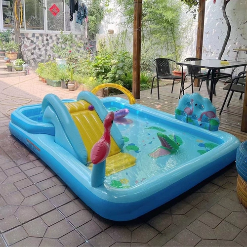 INTEX Водный динозавр для игр в воде с грибочками-гвоздиками, надувной бассейн с шариками, игровой домик