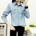 Áo sơ mi denim gió đại học nữ mùa xuân và mùa thu mới tay dài phiên bản Hàn Quốc của áo size lớn Áo sơ mi nữ mỏng áo sơ mi cộc tay nữ Mùa xuân