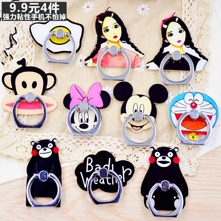 (9 9 4) Mickey and Minnie Metal Ring Buckle Phone Holder Ring Buckle Lazy Creative Stand
