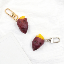 Teenage Girl Hearts Grilled Sweet Potato Ground Melon Strawberry Key Buckle Cute Mini Bag Accessories Airpods Protective Sleeve Pendant