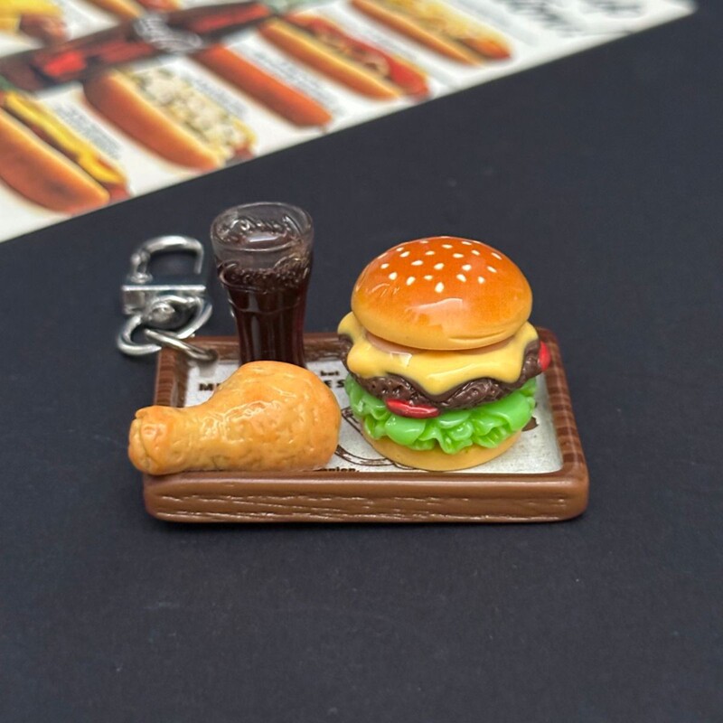 Miniature Hamburger, Chicken Leg, and Cola Set Keychain Pendant, Planner Bag Decoration, Bag Charm, Bag Chain Miniature Hamburger, Chicken Leg, and Cola Set Keychain Pendant, Planner Bag Decoration, Bag Charm, Bag Chain