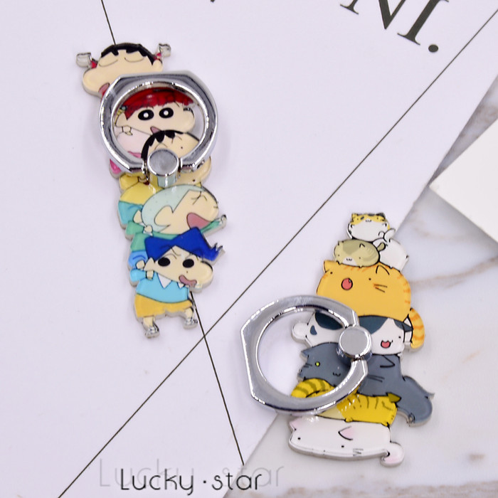 Mua 1 tặng 2 [] cặp đôi phim hoạt hình vòng kim loại khóa giữ điện thoại phổ thông lười biếng sáng tạo Snap vòng khung - Phụ kiện điện thoại di động ốp lưng redmi 9t