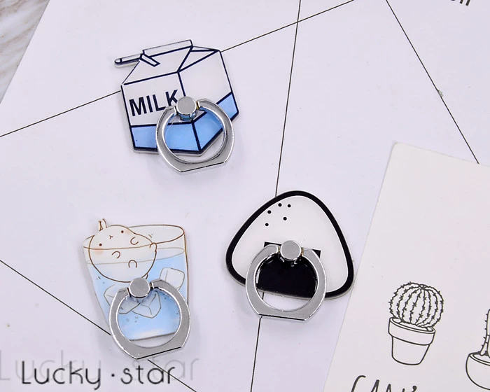 Mua 1 tặng 2 [] cặp đôi phim hoạt hình vòng kim loại khóa giữ điện thoại phổ thông lười biếng sáng tạo Snap vòng khung - Phụ kiện điện thoại di động ốp điện thoại realme c3