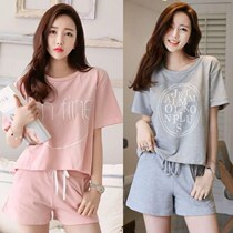 Summer Korean version of short-sleeved womens pajamas beauty college students leisure sports two-piece suit can be worn outside home clothes