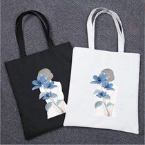 Student leisure bag carrying book bag solid color big schoolbag fashion art homework summer handbag Fabric handbag