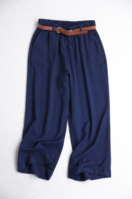 Women's High-Waisted Wide-Leg Pants for Export, Spring and Summer Loose Chiffon Cropped Pants, Slimming Straight-Leg Ankle-Length Pants