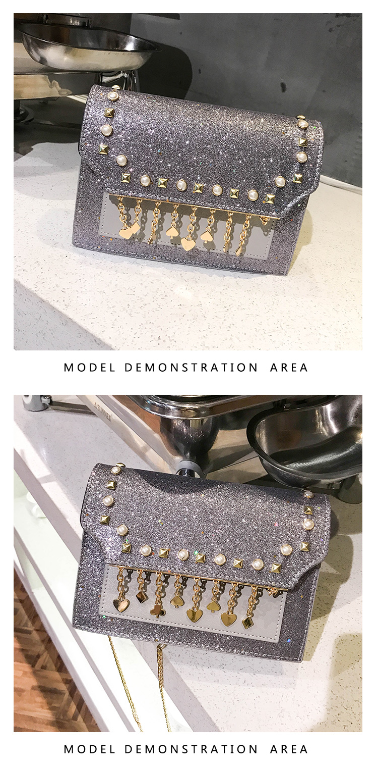 TATA New Fashion Women Shoulder Bag Chain Strap Handbags Clutch Bag Ladies Messenger Bags black one size 12