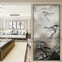 Modern art glass Simple Chinese style aisle entrance Frosted translucent living room shoe cabinet screen partition wall ink painting