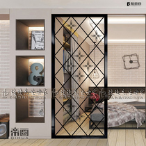 New Chinese art glass home decoration screen partition entrance shoe cabinet Steel process background wall double-sided matte pattern