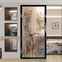 Modern art glass Simple European style aisle entrance Tempered carved translucent living room shoe cabinet screen partition Elk