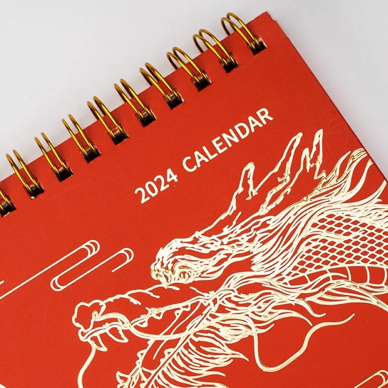 Enterprise Custom Desk Calendar Calendar 2024 New Activity Desktop Swing Piece Creative Special Big China Red Red Festive Triangle Desk Calendar Making Business Desk Calendar Desktop Dragon Year New Memos-Taobao