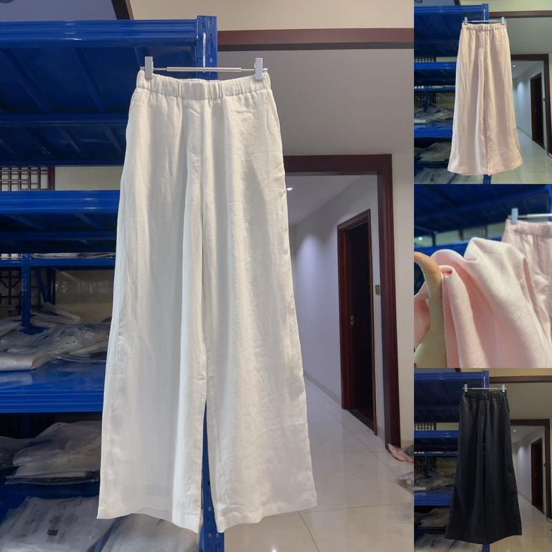 Tail D! Luxurious 100% French Rain Dew Linen High-Waisted Elastic Women's Trousers ~ Old Money Style Drapey Straight-Leg Wide-Leg Pants Tail D! Luxurious 100% French Rain Dew Linen High-Waisted Elastic Women's Trousers ~ Old Money Style Drapey Straight-Leg Wide-Leg Pants