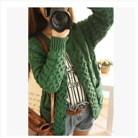 Áo len cardigan lỏng áo khoác nữ Sen dính kim túi dày áo khoác ngắn mùa thu và mùa đông retro đan xoắn cardigan nữ