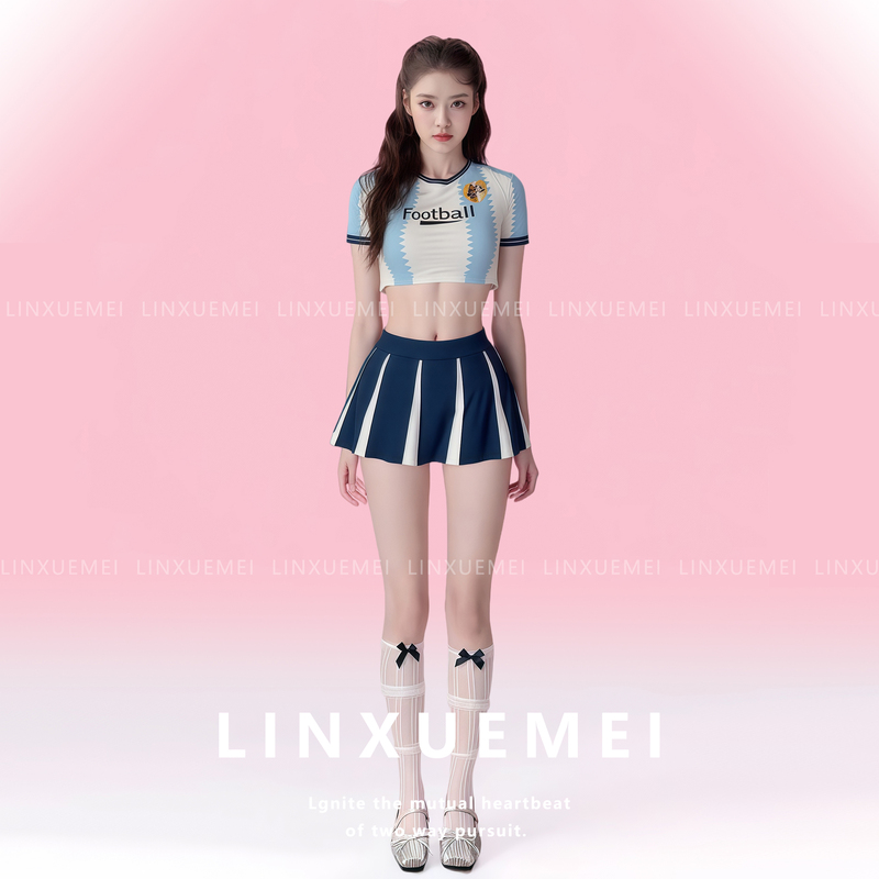 Jiaojian Lotus Wind Brings Fragrance* Sexy Cheerleader Football Girl Short T-Shirt Jk Skirt Pure Desire Temptation Uniform Jiaojian Lotus Wind Brings Fragrance* Sexy Cheerleader Football Girl Short T-Shirt Jk Skirt Pure Desire Temptation Uniform