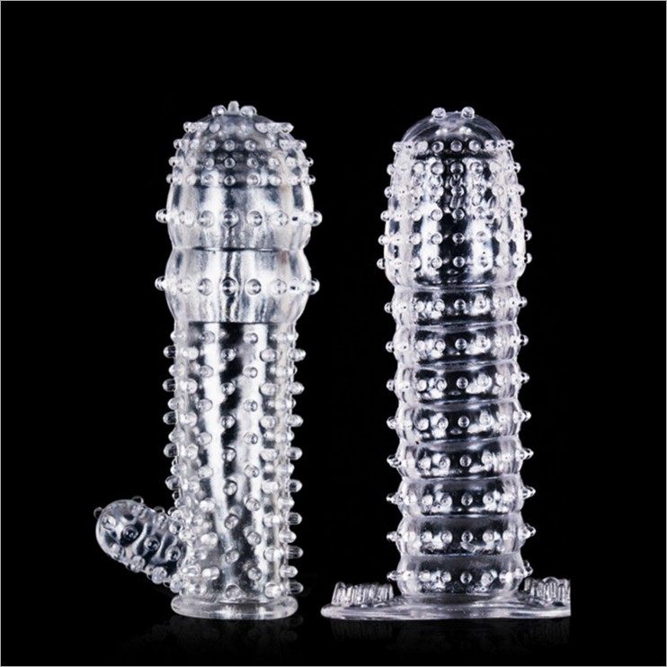 Men's adult erotic products men's long and thick crystal condom mace set couple orgasm extra time set