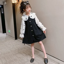 Girls  autumn dresses 2021 new autumn Western style childrens clothing spring and Autumn girls polka dot princess skirt childrens skirt