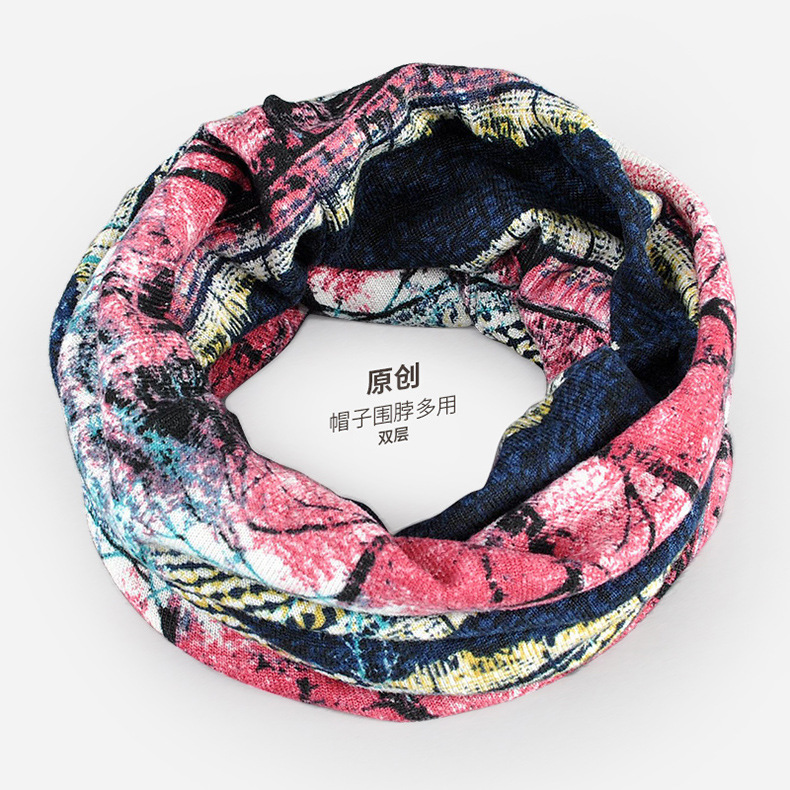 Mùa thu và mùa đông gió ấm áp cộng với mũ nhung thể thao ngoài trời bib headband mũ đôi sử dụng cho nam và nữ mẫu in cotton co giãn khăn cổ phượt