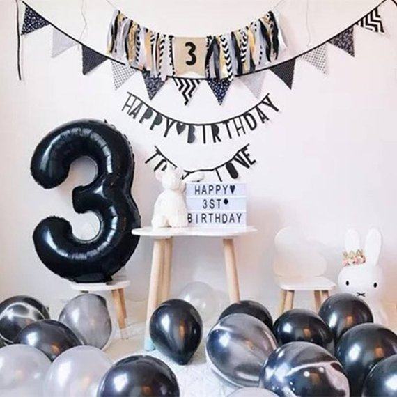 40 inch antique extra-large digital black balloon child baby 100 born birthday party arranged to decorate aluminum film