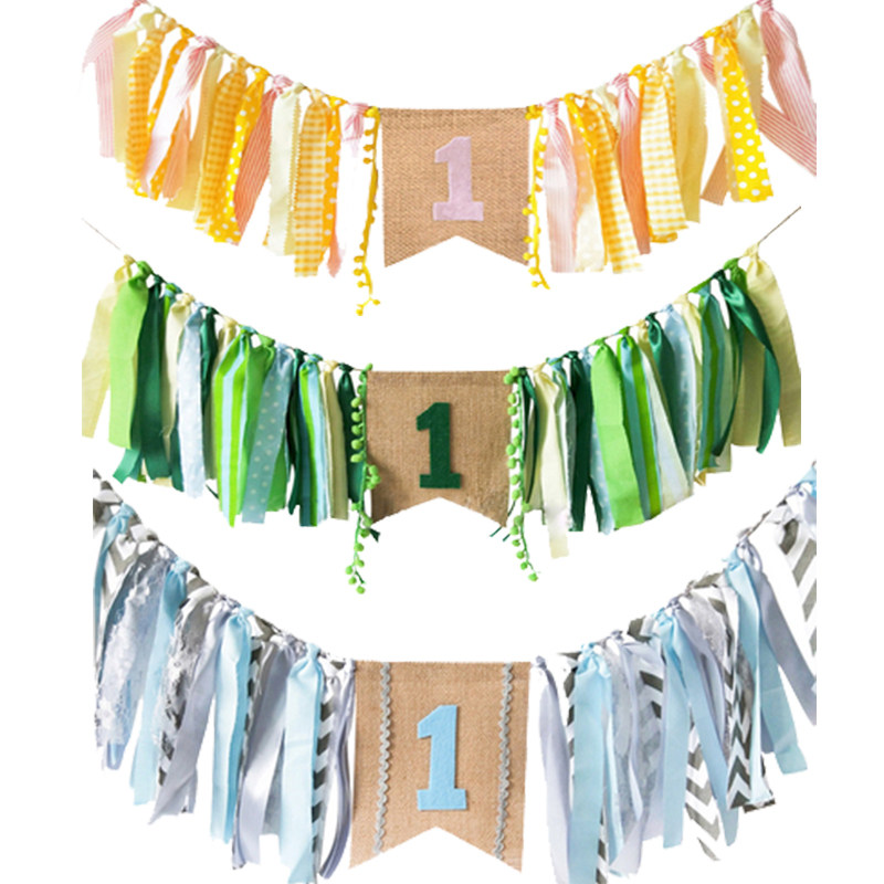 Ins Black Gold Children's baby birthday party decorated with cloth art cloth banner Flag Baby Seat Hanging Banner