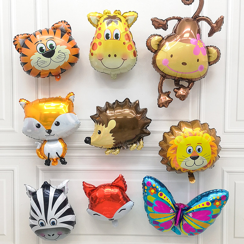 Children's Birthday Scene Placement Decoration Party Cute Animal Tiger Zebra Lion Monkey Balloon Aluminum Film