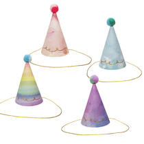 Watercolor dreamy hot gold mesh red bestie party hat Little Sou Star Han version Birthday Hat Party Photo Festival