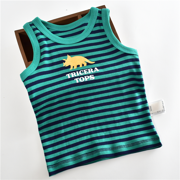 2 miếng của trẻ em T-shirt mùa hè bé trai bông ren dệt kim vest cô gái sling bé đồ ngủ siêu mỏng.