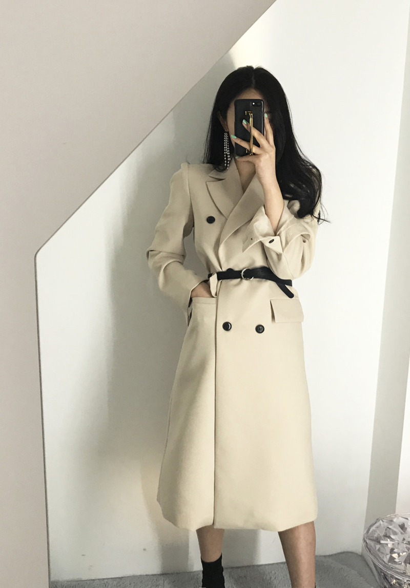 Xuân-Hè 2019 mới thời trang Hàn Quốc nữ thần ren dài phù hợp với áo hai dây dài tay áo khoác nữ thời trang công sở nữ