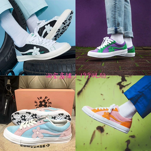 Converse Converse x Golf Le Fleur Федерация цветка Федерация черно -серое зеленое пурпурное порошок синий 18 162128c