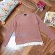 American single new nude pink f21 sweet girl soft waxy lace style knitted pullover sweater