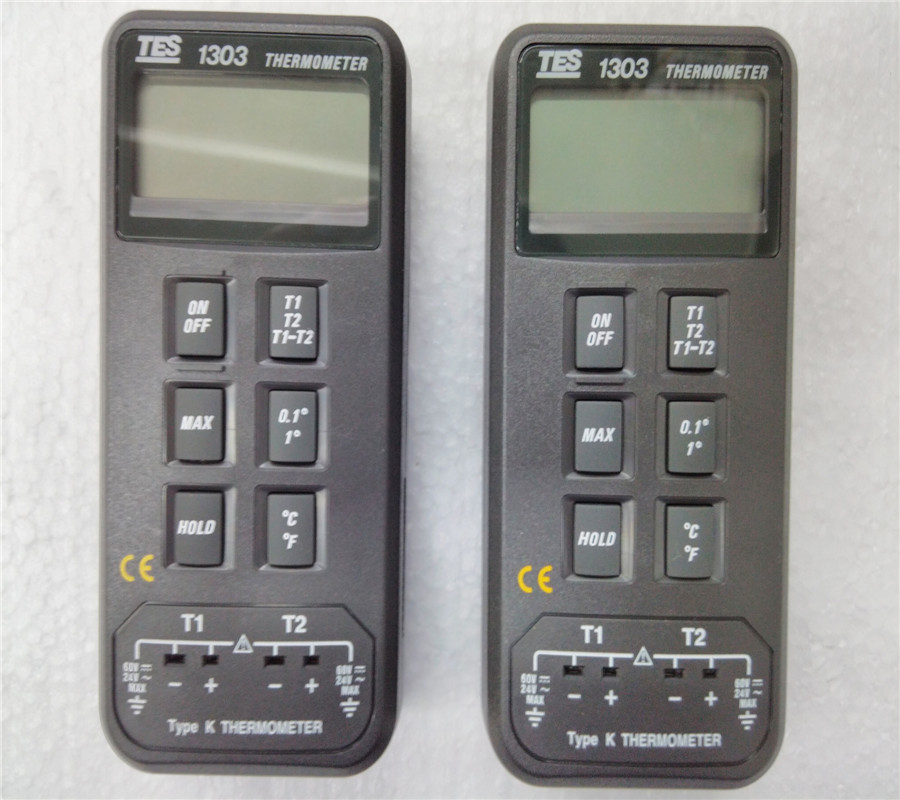Taiwan Teisee TES1303 temperature meter (thermometer) TES-1303 thermometers dual-channel thermometers
