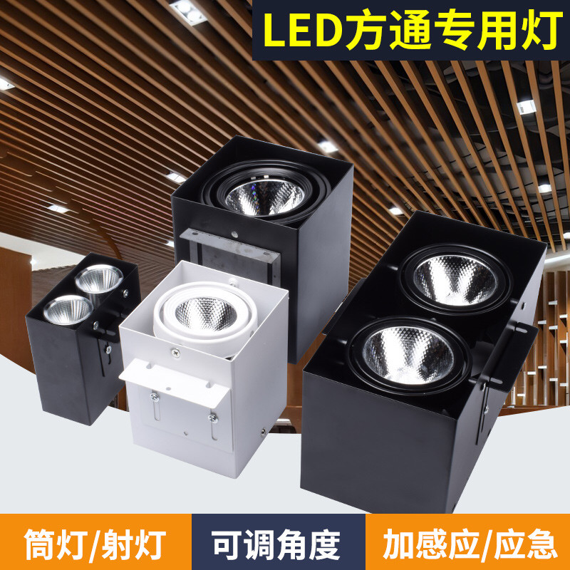 Square Tong Bold Lamp Square Tong Special Lamp Aluminum Wood Square Tong LED Square Double Head Surface Mounted Grille Downlight Spotlight Embedded