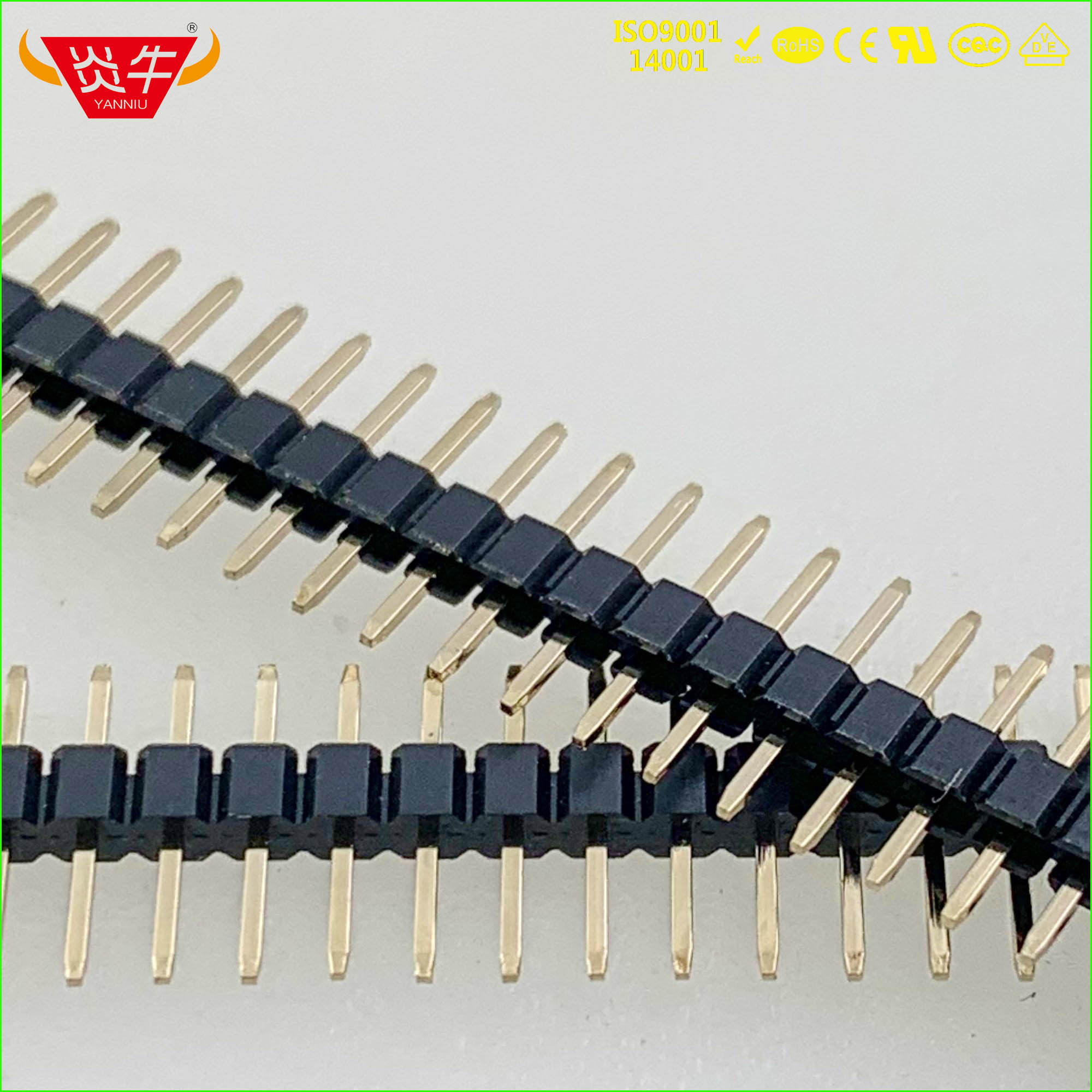 2 54mm single row needle 1*40P(180 degrees straight needle) Gilded 1u 3u plastic PA6T high temperature resistance and environmental protection