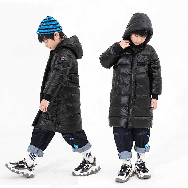 High quality down jacket boys and girls thick warm white duck down middle and big children's disposable coat factory straight hair winter clothing